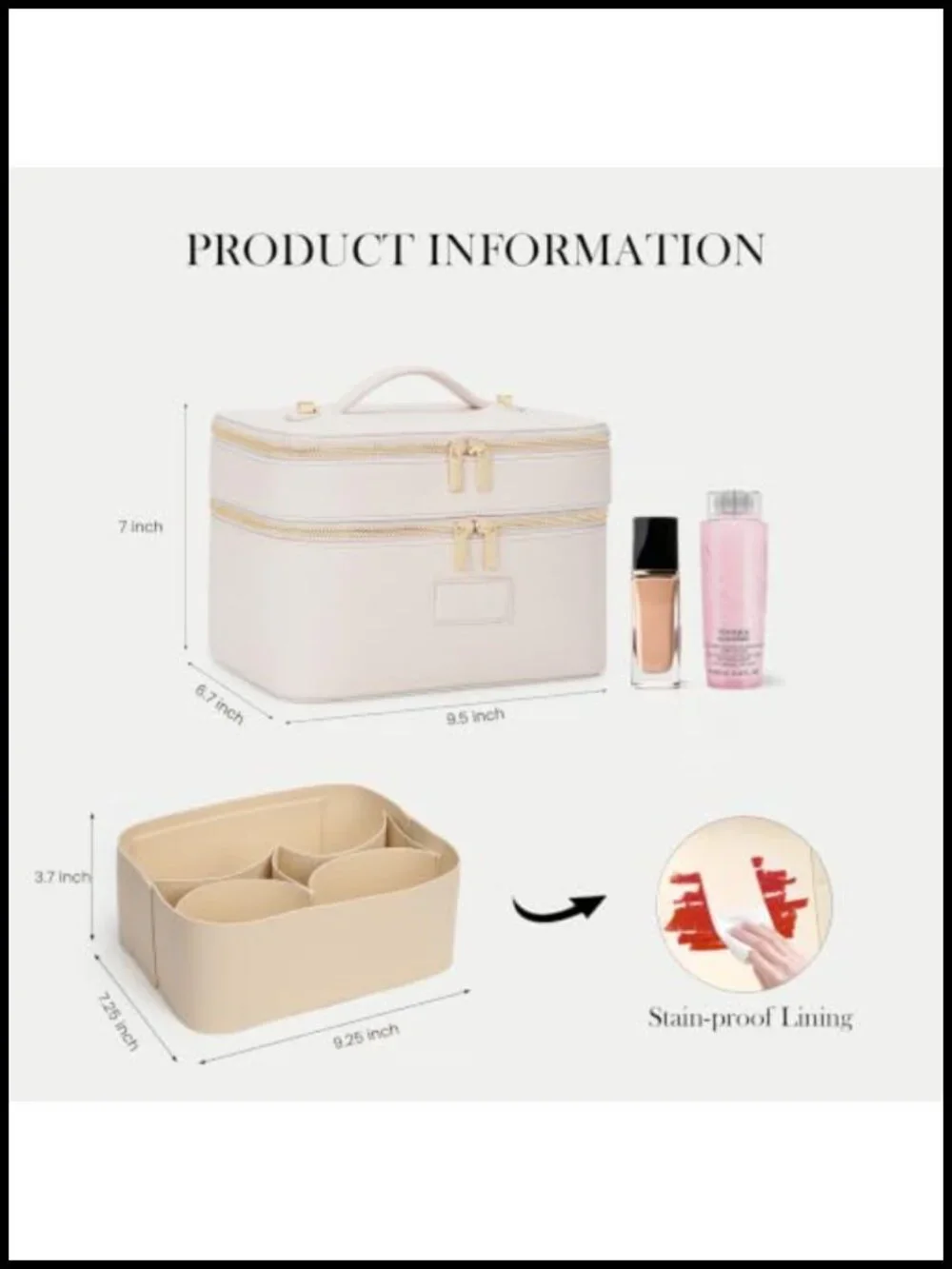 Leather Double Layer Travel Makeup Bag Waterproof Cosmetic Case Vanity Case